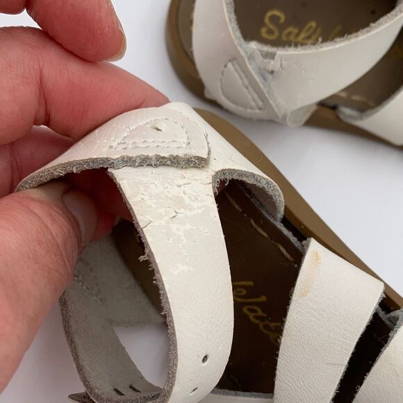 Saltwater white classic leather summer sandals size 4 - Picture 7 of 9